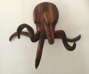 Octopus Coat Rack - Carved From Walnut
