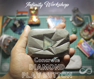 Concrete Youtube Diamond Play Button Paperweight